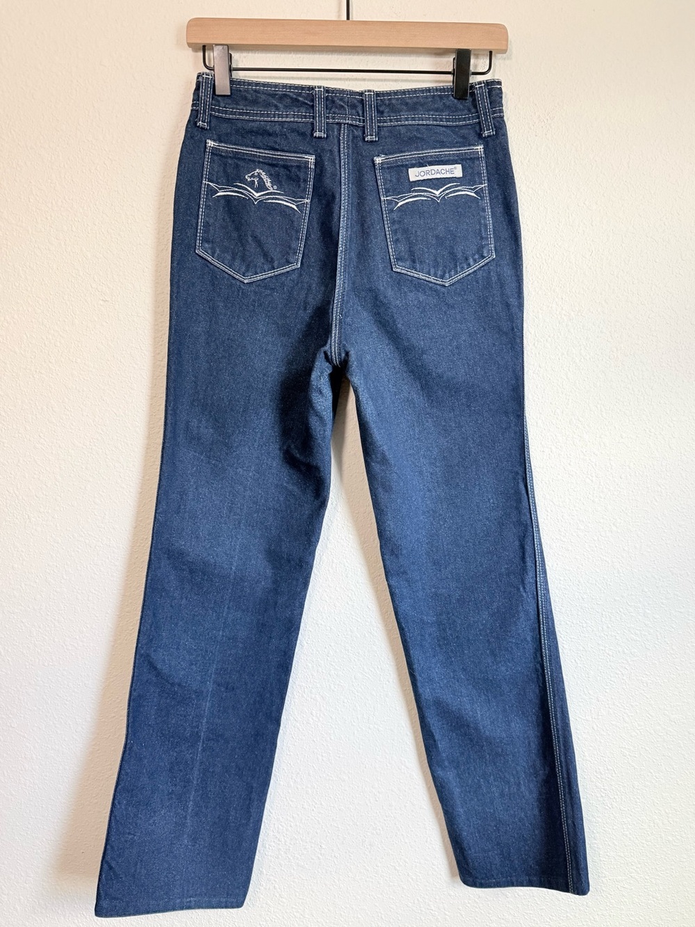 Vintage Jordache High Rise Straight Jeans Horse Embroidery 80s 90s Retro